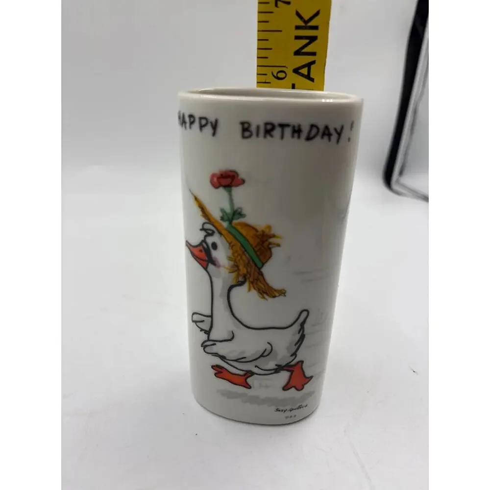 Vintage Suzy‘s Zoo Vase 1976 Japan Duck Happy Birthday Gift Kitsch Cute